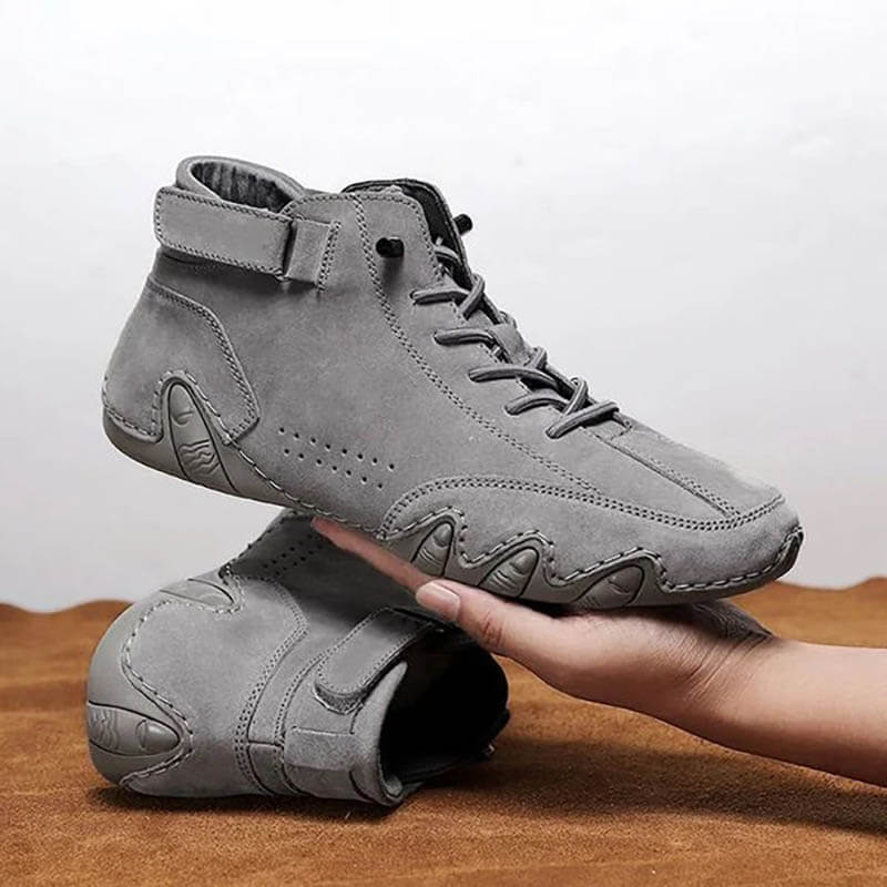 Italian Handmade Suede Velcro Fleece Lined High Boots