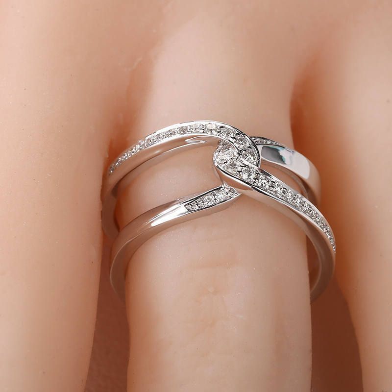 'Special Bond Rectangle Interlocking Ring - 'Mother & Daughter '' Forever Linked Together