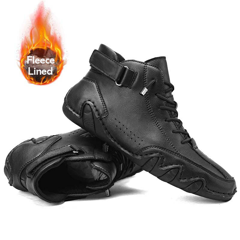 Italian Handmade Suede Velcro Fleece Lined High Boots