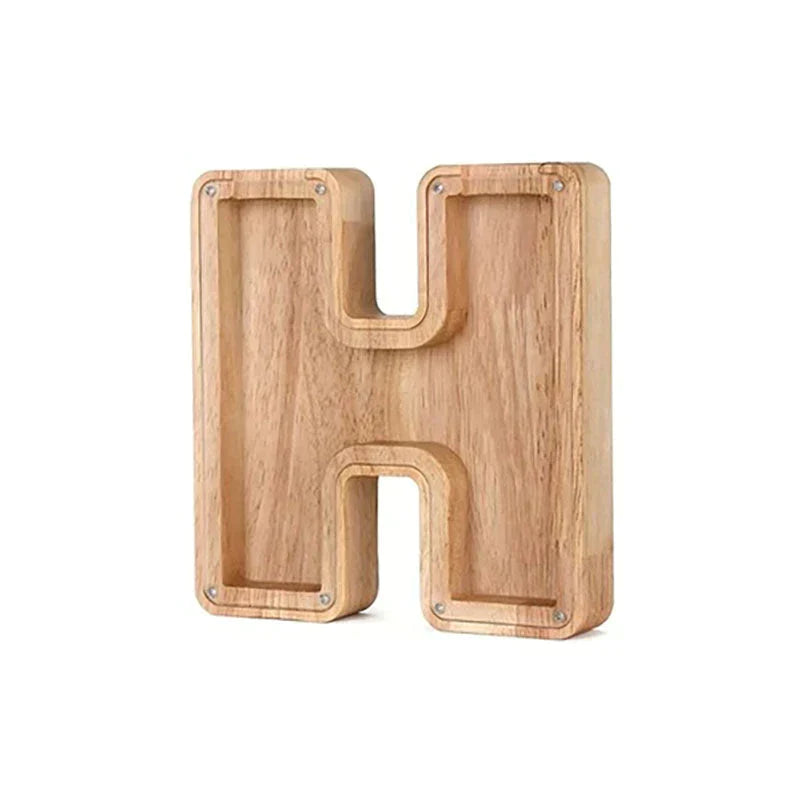 Wooden Letter Piggy Bank - Unique Gift For Your Child