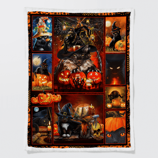 Black Cat A238 Halloween Blanket