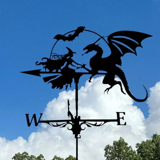 Witch and Dragon Stainless Steel Weathervane MW020