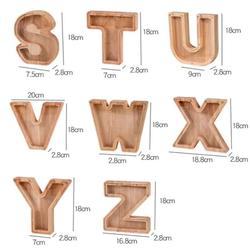 Wooden Letter Piggy Bank - Unique Gift For Your Child