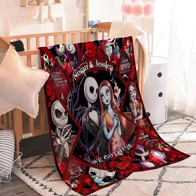 Personalized Nightmare Before Christmas Blanket, Couple Blanket