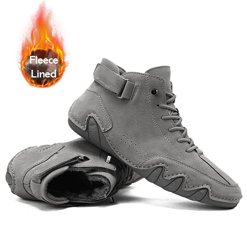 Italian Handmade Suede Velcro Fleece Lined High Boots