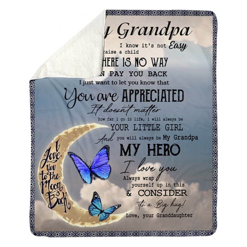 To My Grandpa - From Grandddaughter - Butterfly A314 - Premium Blanket