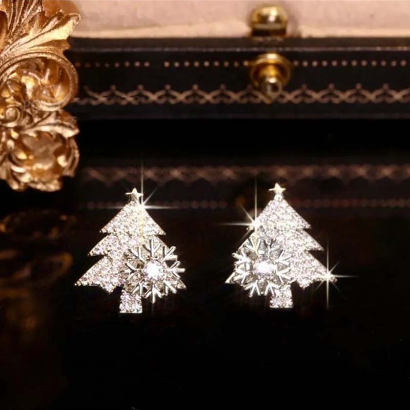 Rotatable Christmas Tree Earrings