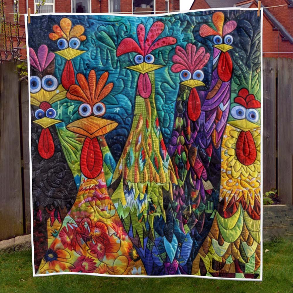 Whimsical Chickens Blanket - D197 - Premium Blanket