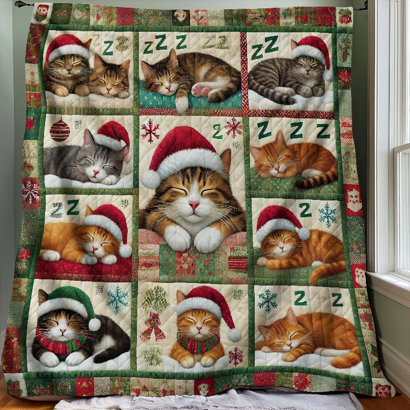 Christmas Sleeping Cat Blanket - D268 - Premium Blanket