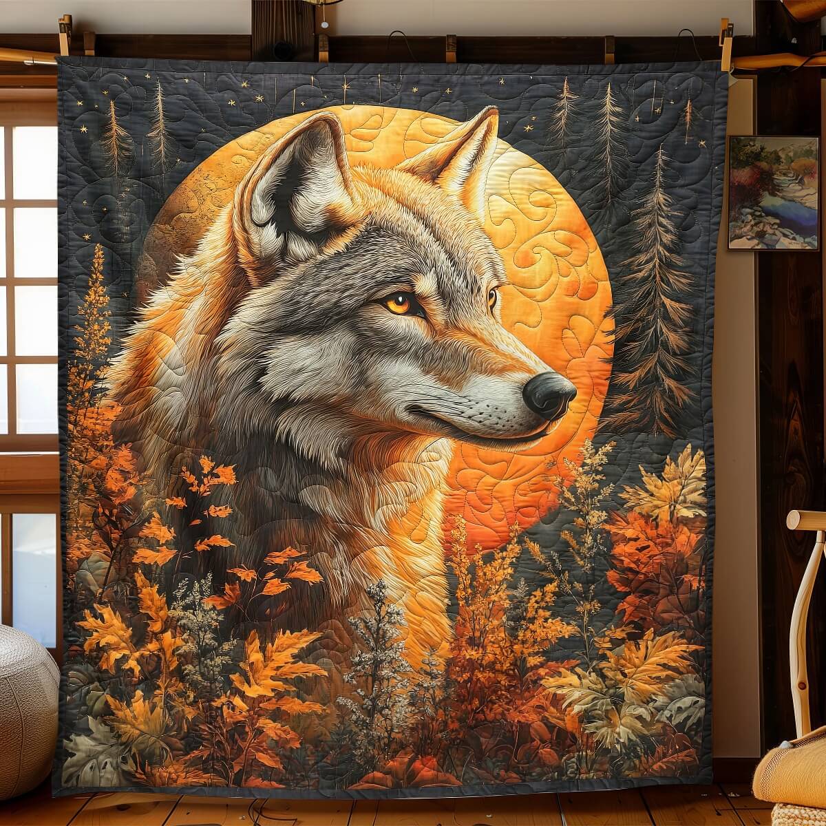 The Autumn Vintage Wolf Blanket - H279 - Premium Blanket