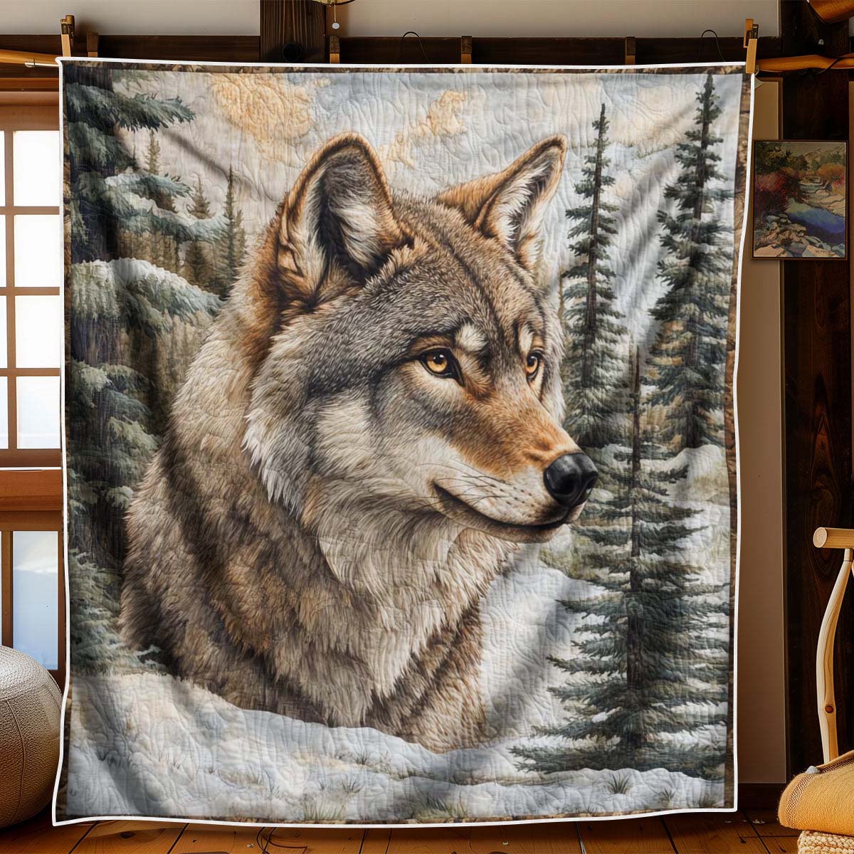 The Silent Snowbound Wolf Blanket - H281 - Premium Blanket