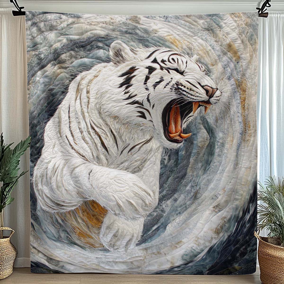 Savage Roar White Tiger Blanket - H310 - Premium Blanket