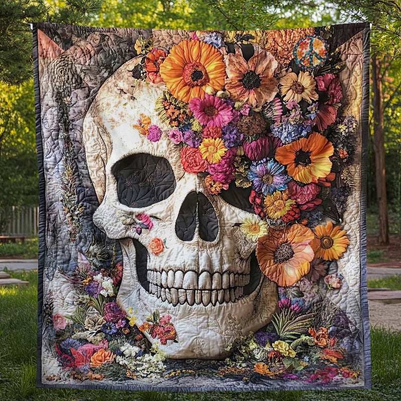 Eternal Bloom Skull Blanket - H319 - Premium Blanket