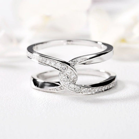 'Special Bond Rectangle Interlocking Ring - 'Mother & Daughter '' Forever Linked Together