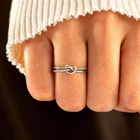 Mother & Daughter '' Bond Double Band Knot Ring'