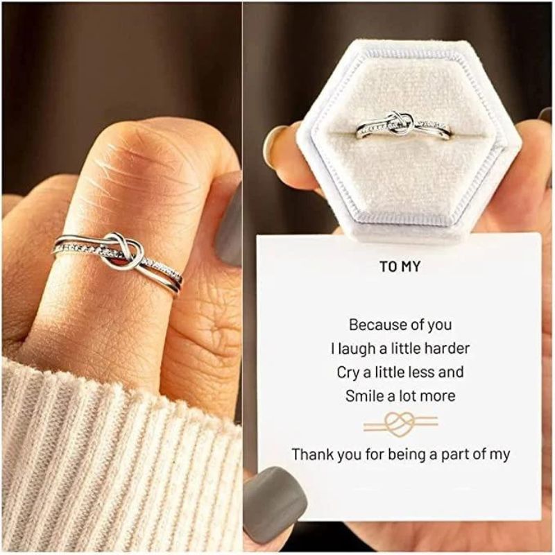 Mother & Daughter '' Bond Double Band Knot Ring'