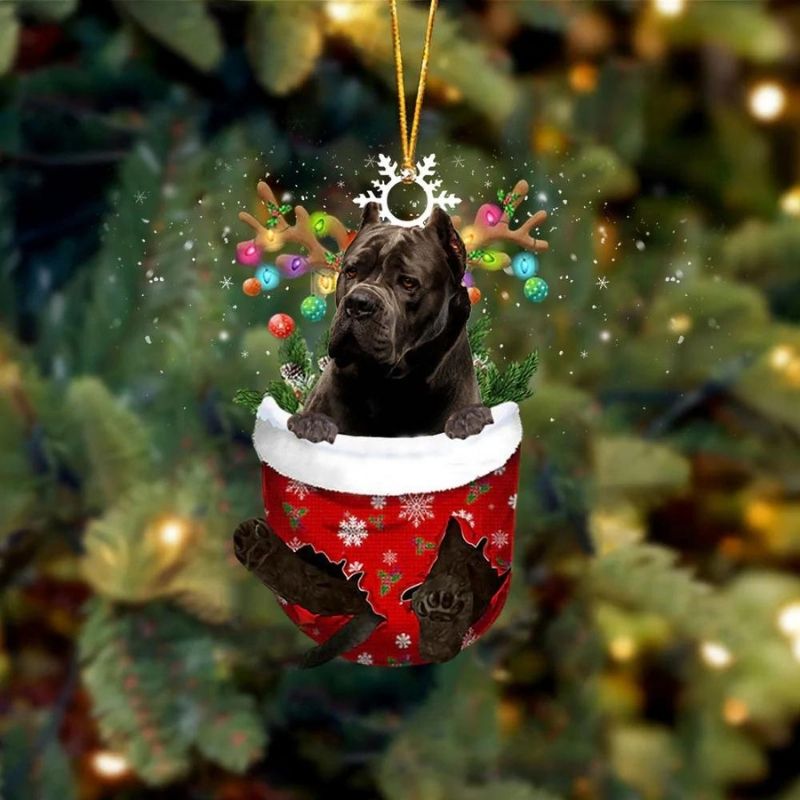 Cane Corso In Snow Pocket Christmas Ornament SP124