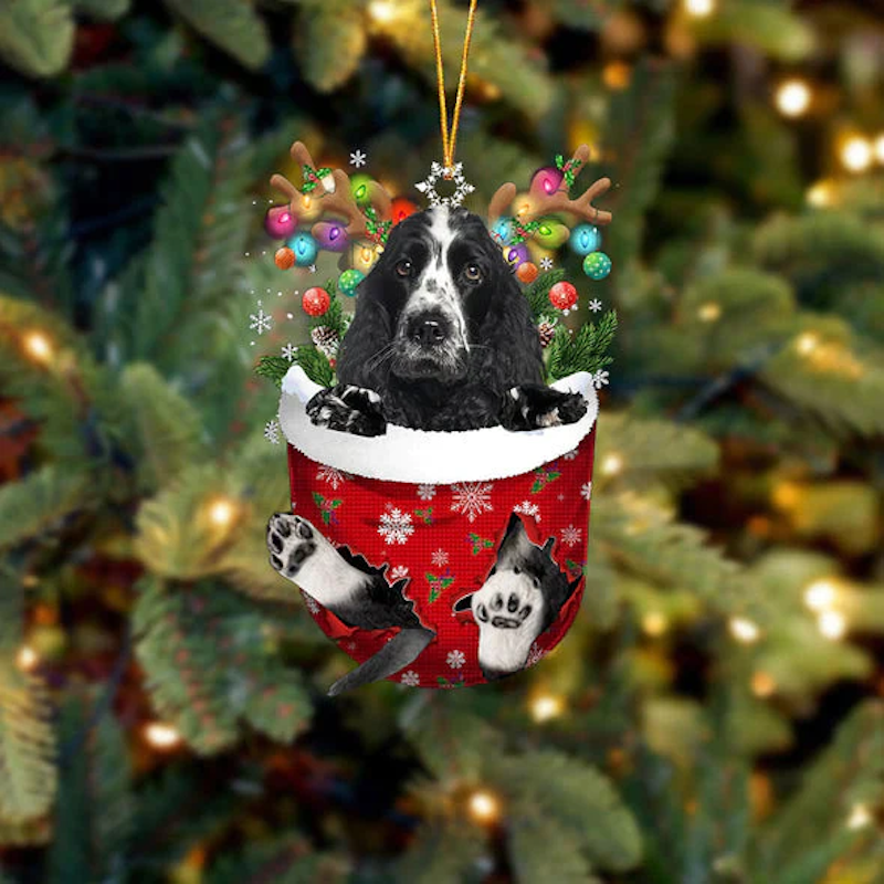 Cocker Spaniel In Snow Pocket Christmas Ornament SP232