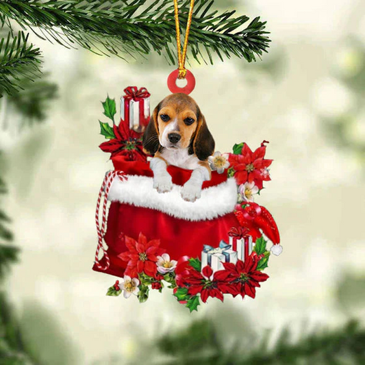 Beagle In Gift Bag Christmas Ornament GB104