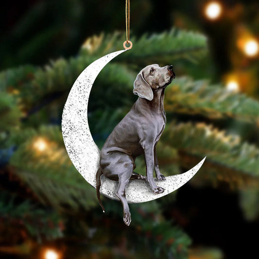 Weimaraner Sit On The Moon Ornament MO021