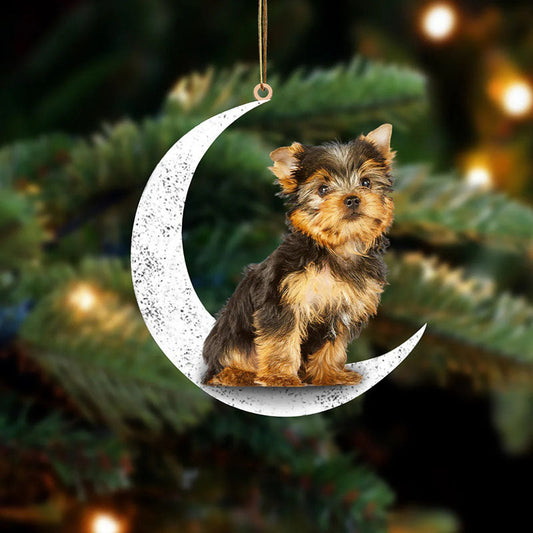 Yorkshire Terrier Sit On The Moon Ornament MO039