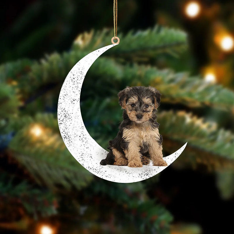 Yorkiepoo Sit On The Moon Ornament MO099