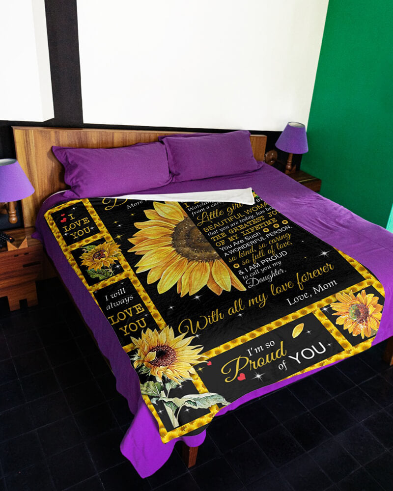 Lovely Gift For Daughter - From Mom - I Love You Sunflower Blanket F020 - Premium Blanket