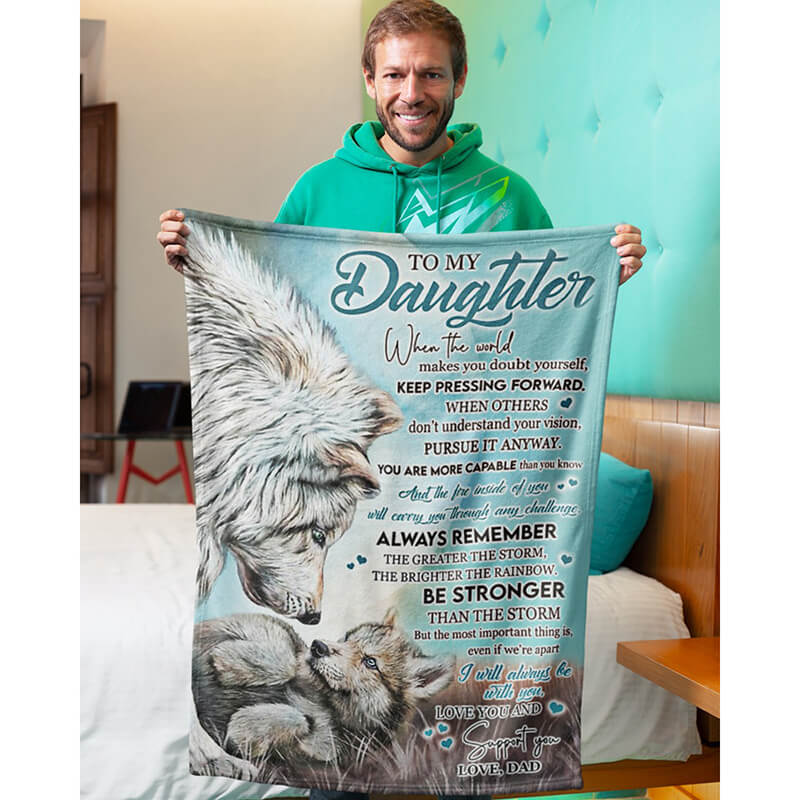 To My Daughter - From Dad - Wolf A246 - Premium Blanket